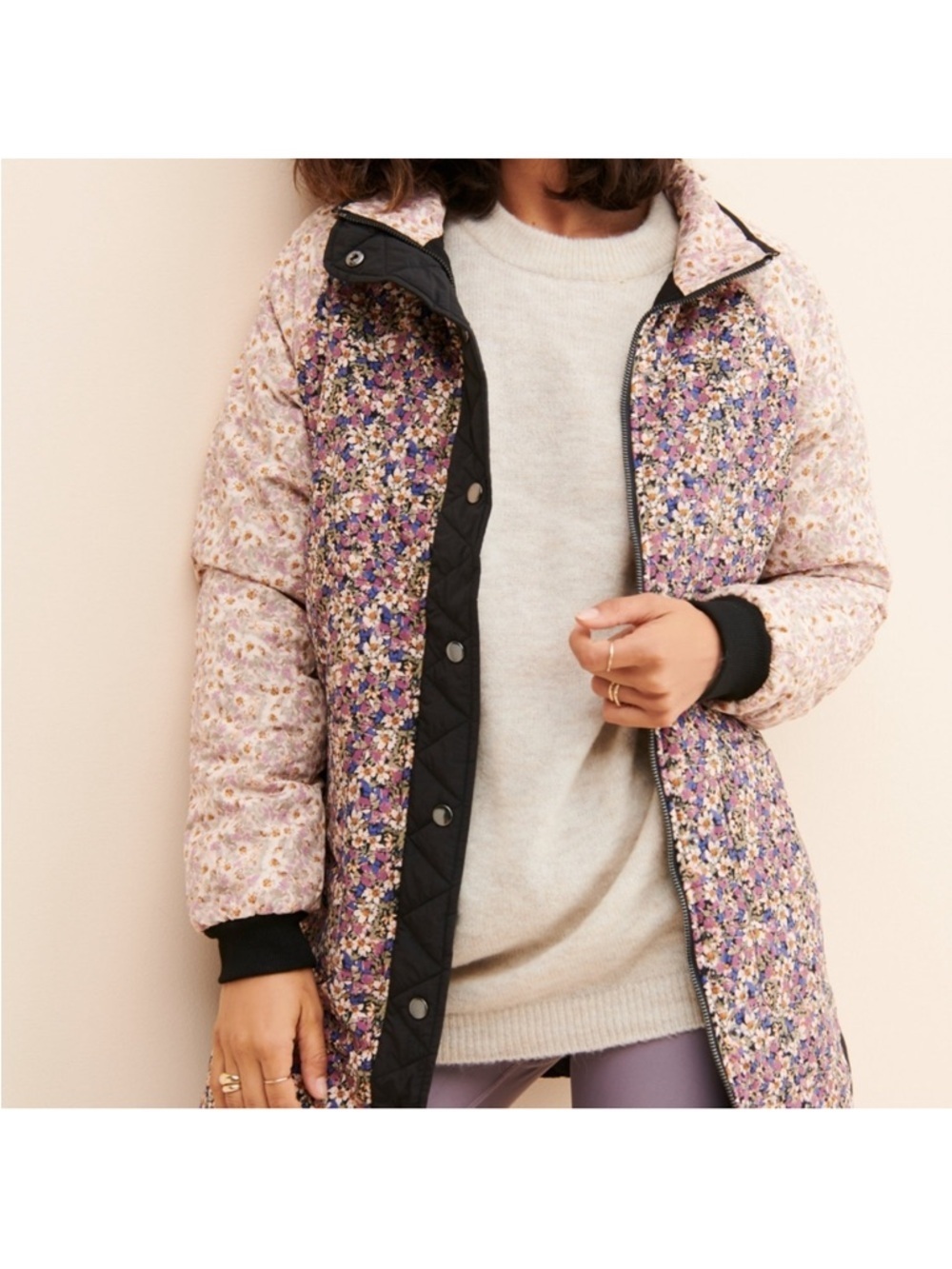 Saltwater Luxe Floral Puffer Jacket Quilted Floral Pattern Size XS